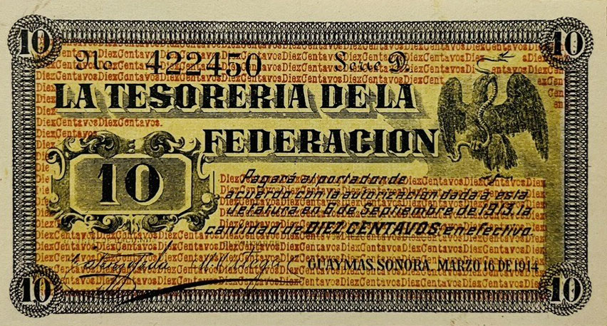 Front of Mexico, Revolutionary pS1058: 10 Centavos from 1914