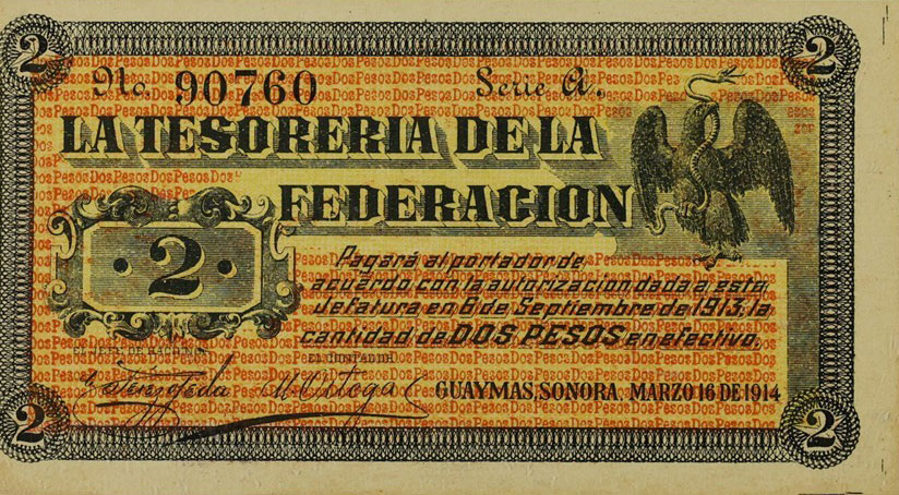 Front of Mexico, Revolutionary pS1061: 2 Pesos from 1914