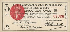 Gallery image for Mexico, Revolutionary pS1062: 5 Centavos