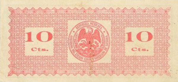 Back of Mexico, Revolutionary pS1063: 10 Centavos from 1913