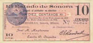 Gallery image for Mexico, Revolutionary pS1063: 10 Centavos