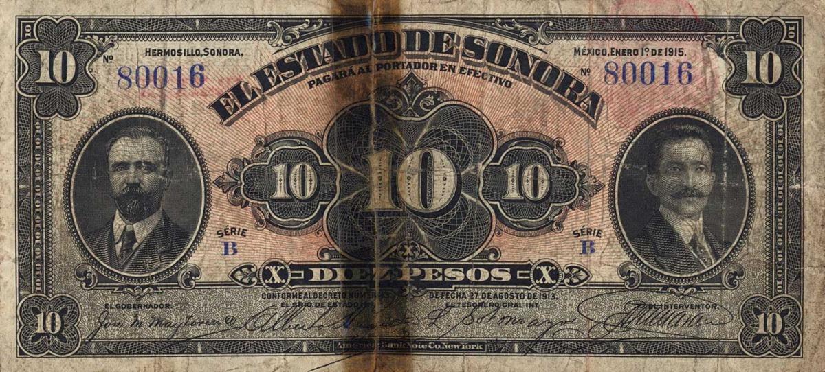 Front of Mexico, Revolutionary pS1073a: 10 Pesos from 1915
