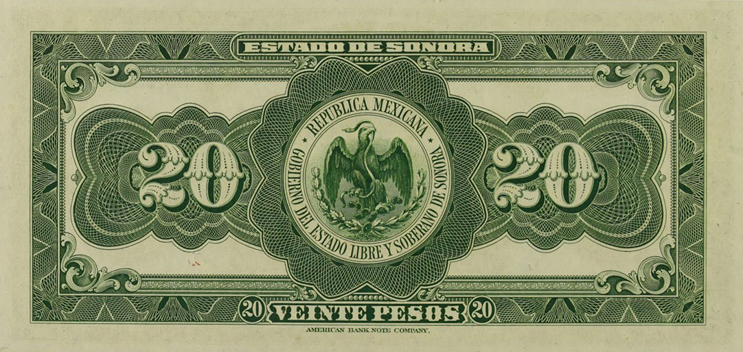 Back of Mexico, Revolutionary pS1074r: 20 Pesos from 1915