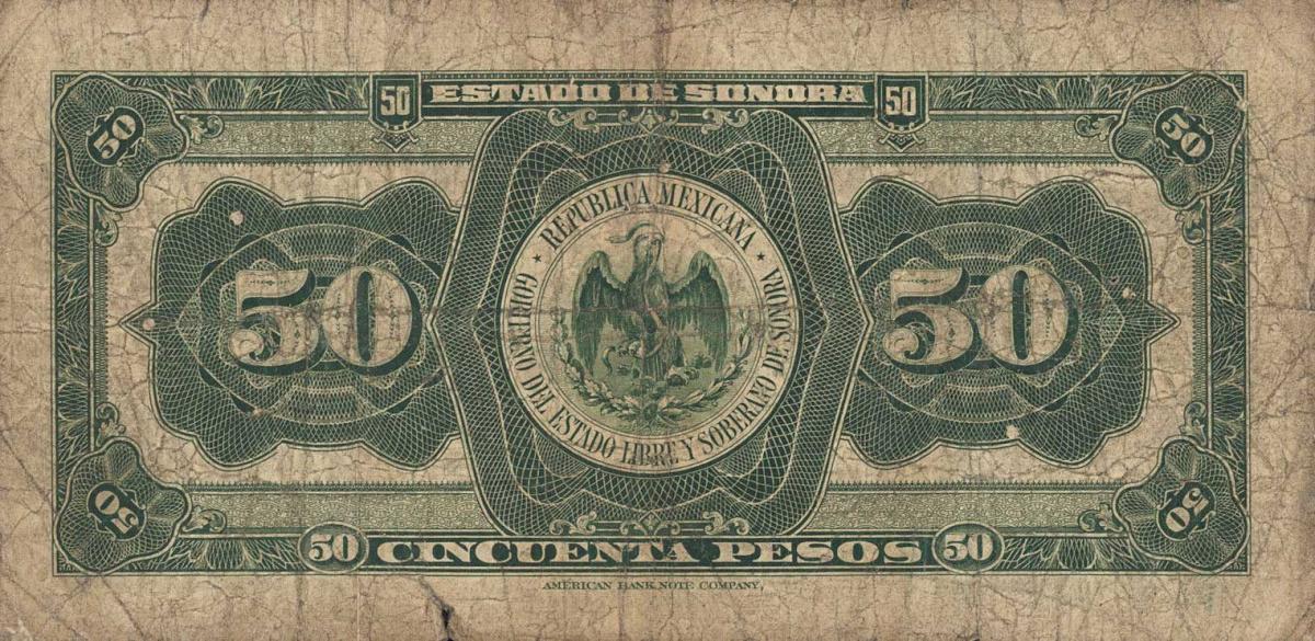 Back of Mexico, Revolutionary pS1075r: 50 Pesos from 1915