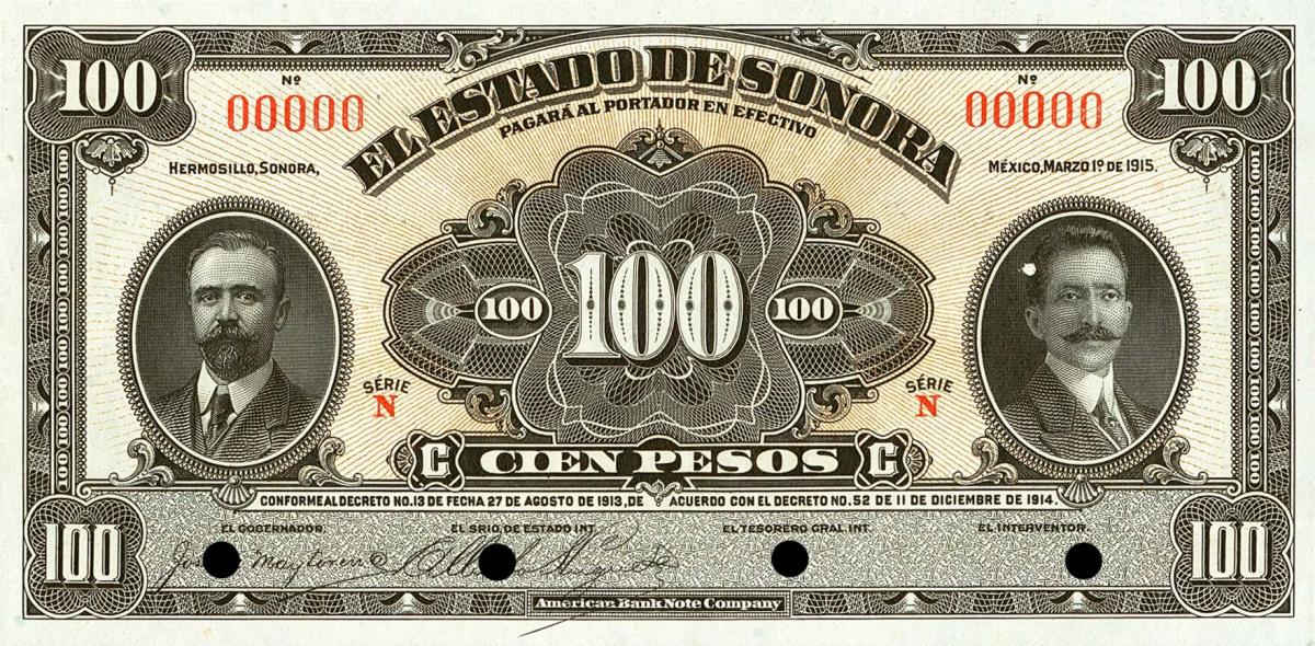 Front of Mexico, Revolutionary pS1076s: 100 Pesos from 1915