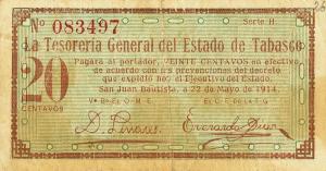 Gallery image for Mexico, Revolutionary pS1078A: 20 Centavos