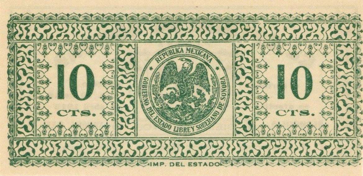 Back of Mexico, Revolutionary pS1078b: 10 Centavos from 1915