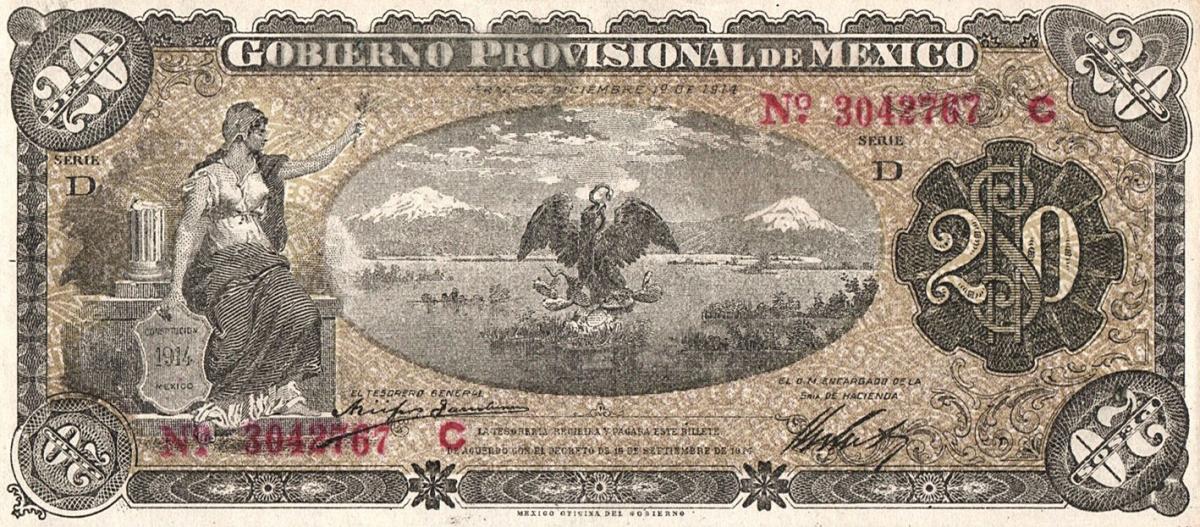 Front of Mexico, Revolutionary pS1110b: 20 Pesos from 1914