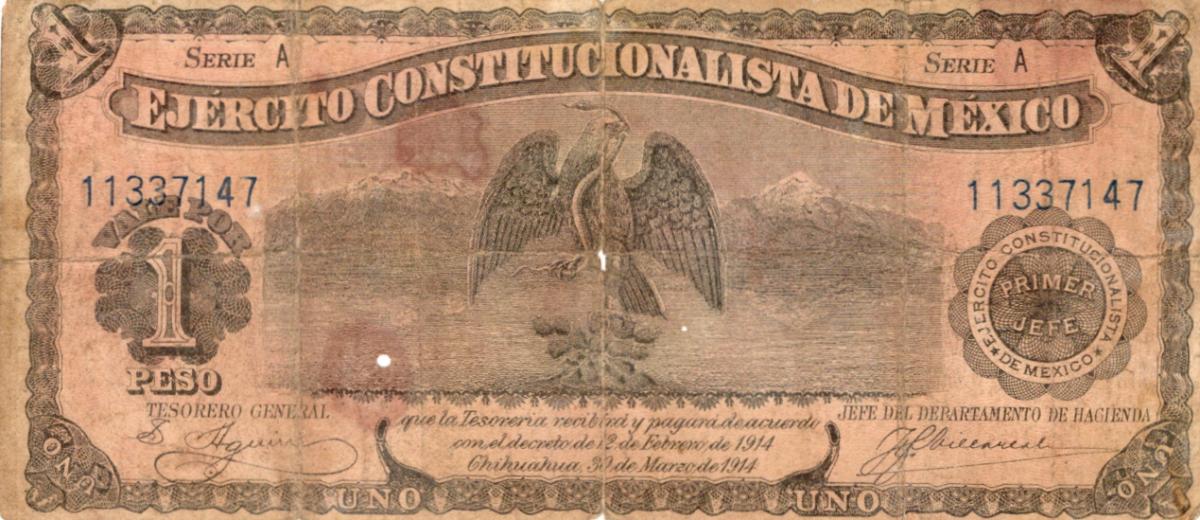 Front of Mexico, Revolutionary pS523a: 1 Peso from 1914