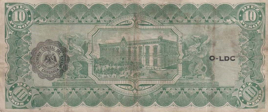 Back of Mexico, Revolutionary pS533e: 10 Pesos from 1914