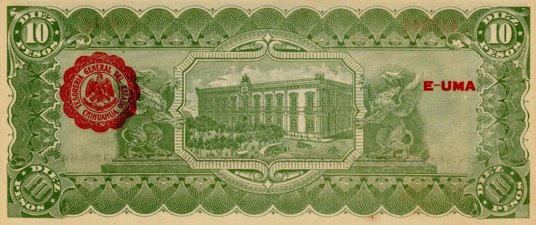 Back of Mexico, Revolutionary pS534b: 10 Pesos from 1915