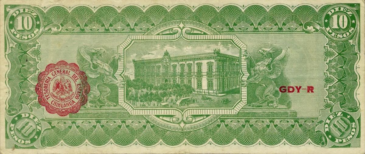 Back of Mexico, Revolutionary pS535a: 10 Pesos from 1915