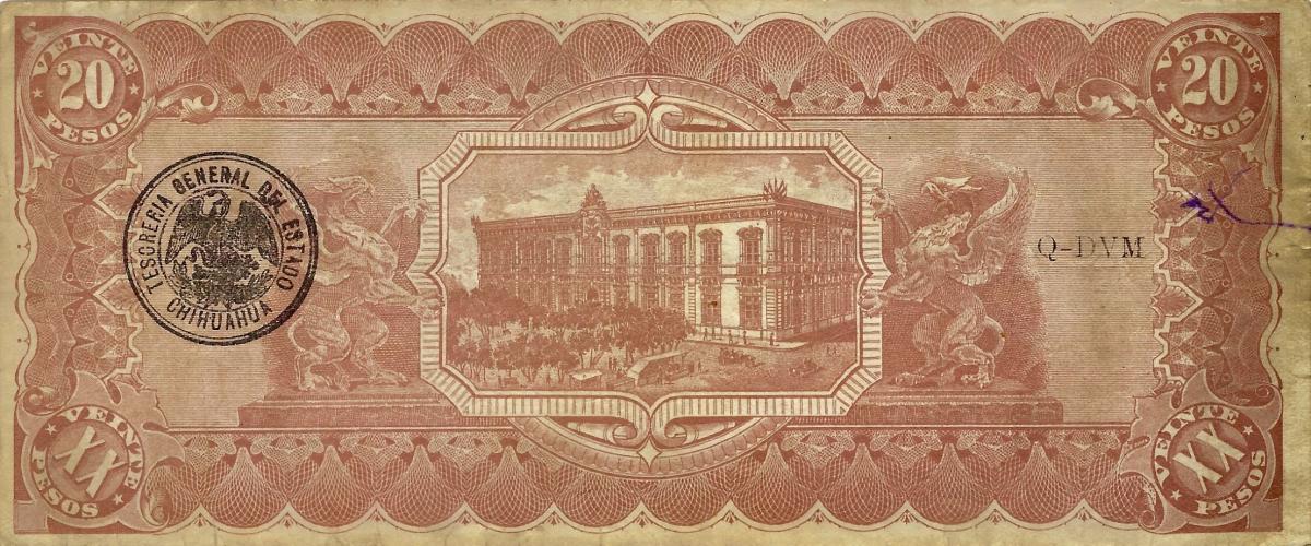 Back of Mexico, Revolutionary pS536b: 20 Pesos from 1914