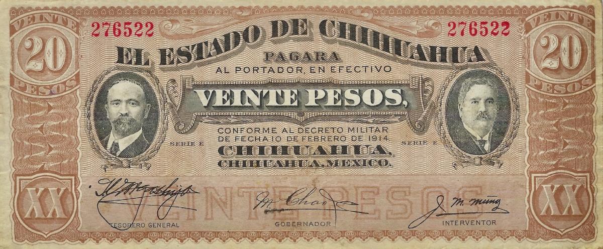 Front of Mexico, Revolutionary pS536b: 20 Pesos from 1914