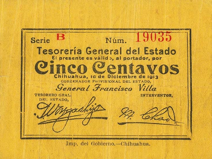 Front of Mexico, Revolutionary pS548: 5 Centavos from 1913