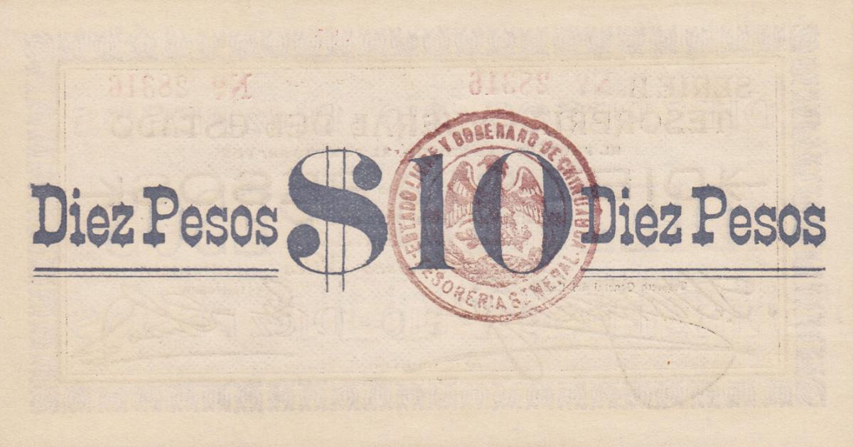 Back of Mexico, Revolutionary pS555a: 10 Pesos from 1913