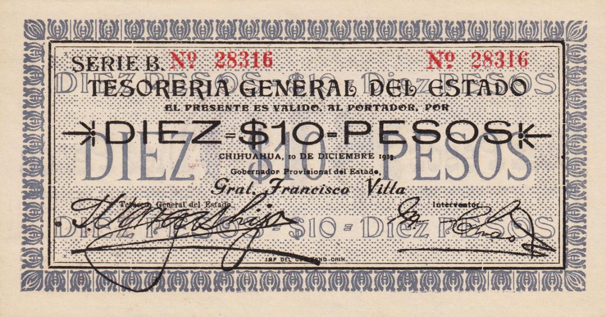 Front of Mexico, Revolutionary pS555a: 10 Pesos from 1913