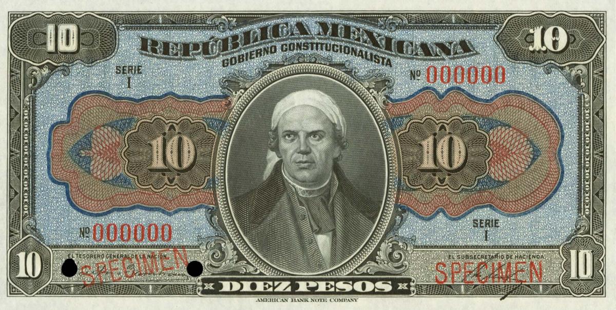 Front of Mexico, Revolutionary pS686s: 10 Pesos from 1915