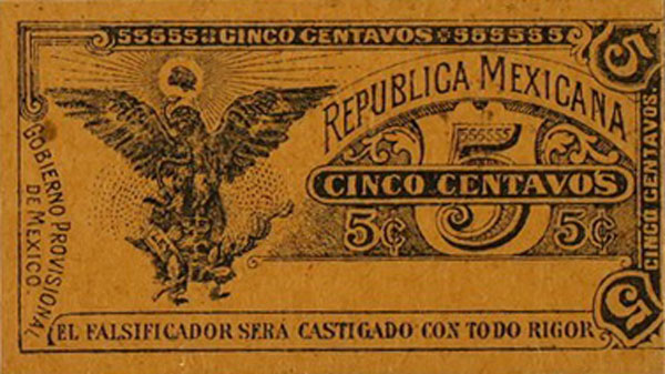 Back of Mexico, Revolutionary pS697: 5 Centavos from 1915