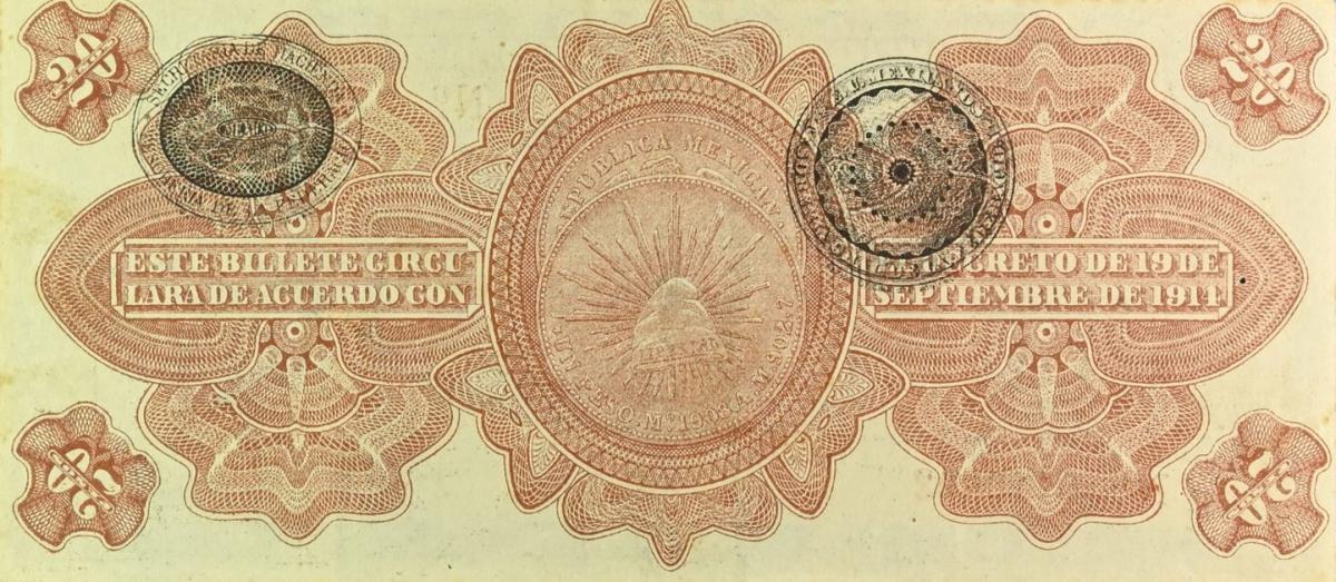 Back of Mexico, Revolutionary pS705: 20 Pesos from 1914