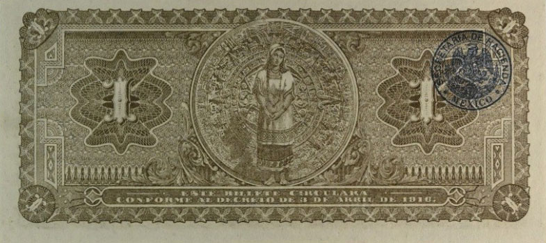 Back of Mexico, Revolutionary pS710a: 1 Peso from 1916