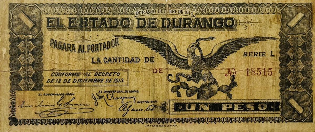 Front of Mexico, Revolutionary pS738: 1 Peso from 1914
