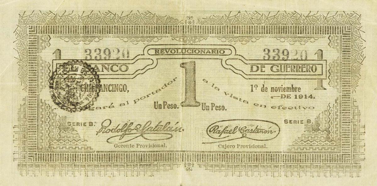 Front of Mexico, Revolutionary pS785a: 1 Peso from 1914