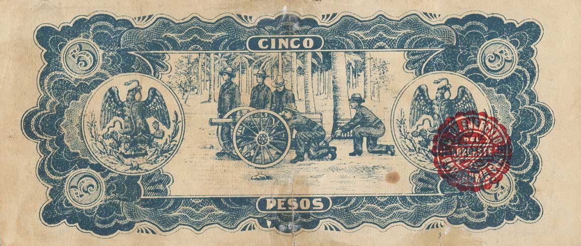 Back of Mexico, Revolutionary pS870a: 5 Pesos from 1915
