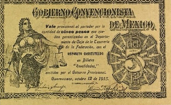 Front of Mexico, Revolutionary pS909a: 5 Pesos from 1915