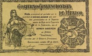 Gallery image for Mexico, Revolutionary pS909a: 5 Pesos