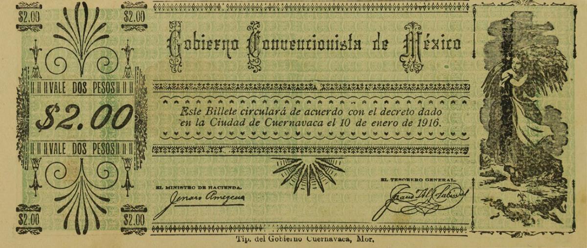 Front of Mexico, Revolutionary pS912: 2 Pesos from 1916