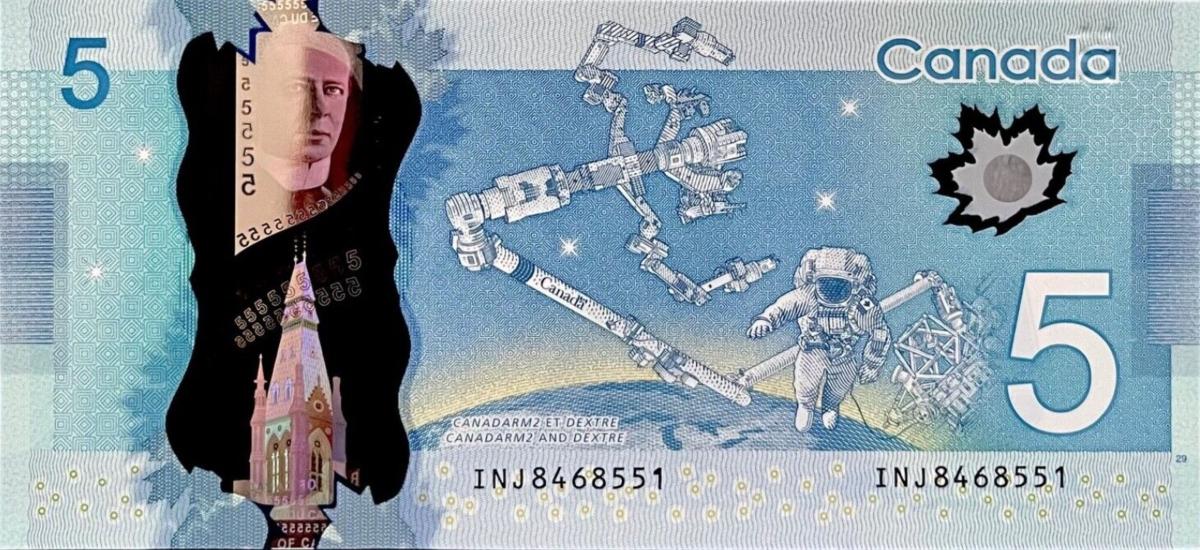 Back of Canada p106d: 5 Dollars from 2013