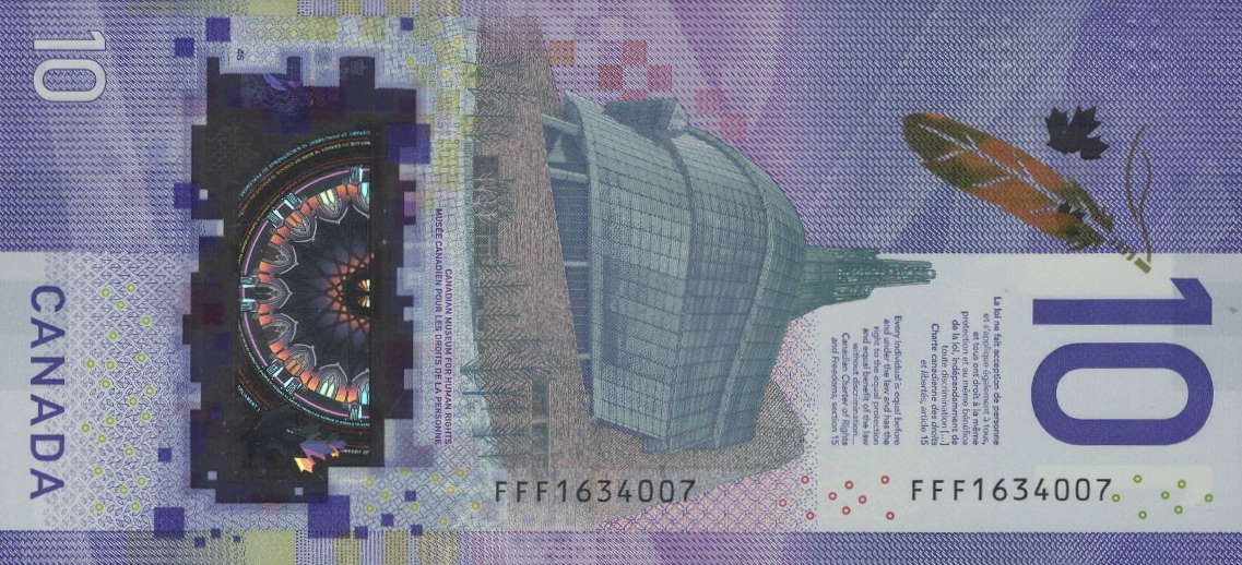 Back of Canada p113b: 10 Dollars from 2018