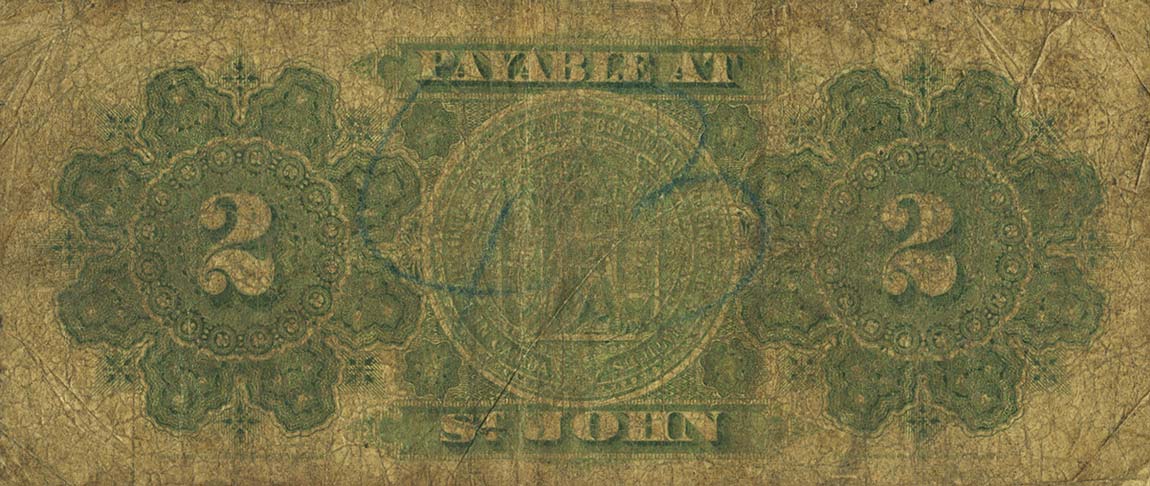 Back of Canada p13e: 2 Dollars from 1870