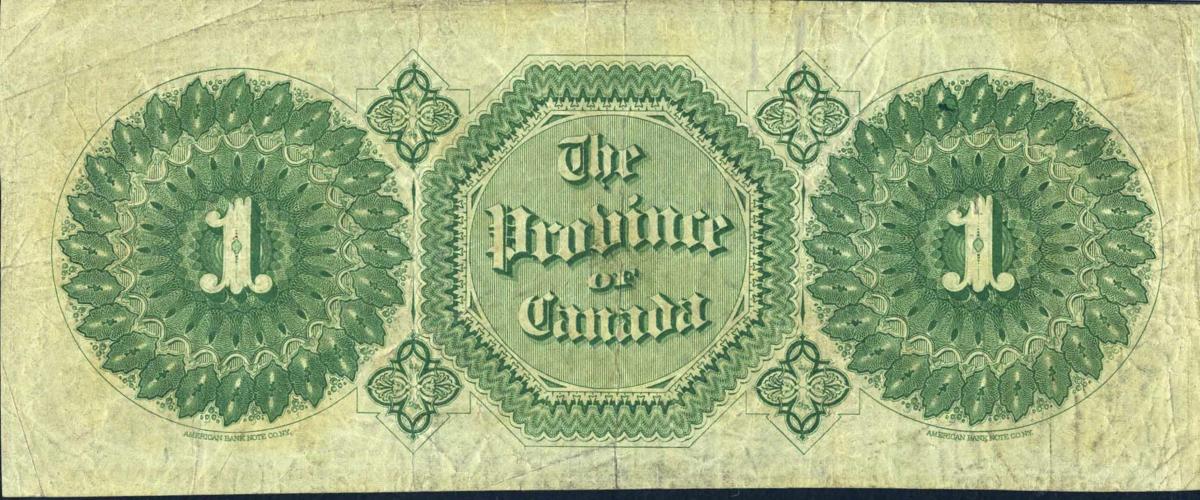 Back of Canada p1b: 1 Dollar from 1866