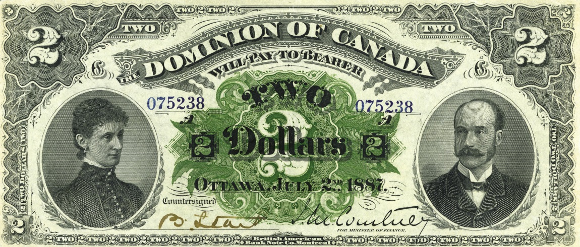 Front of Canada p21b: 2 Dollars from 1887