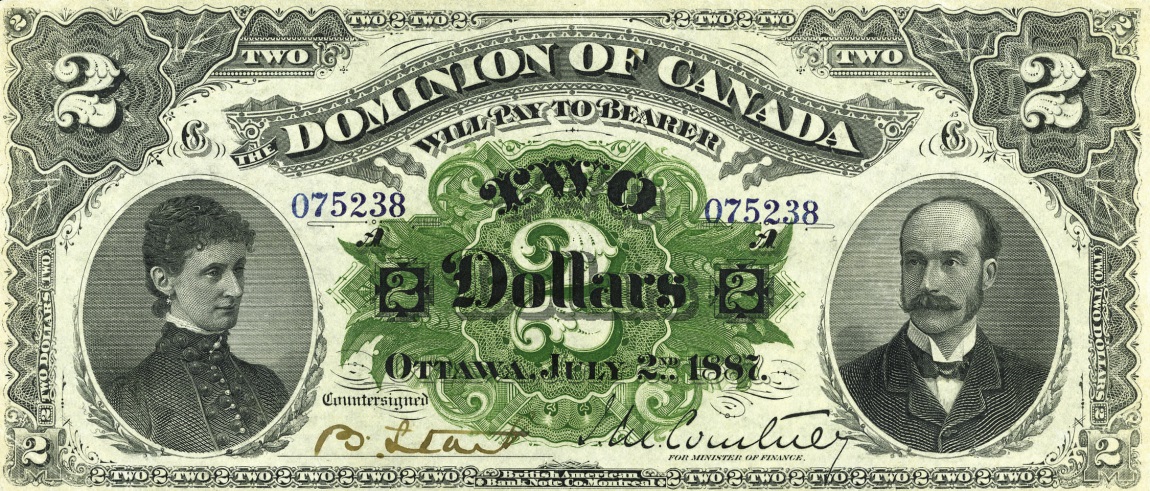 Front of Canada p21b: 2 Dollars from 1887
