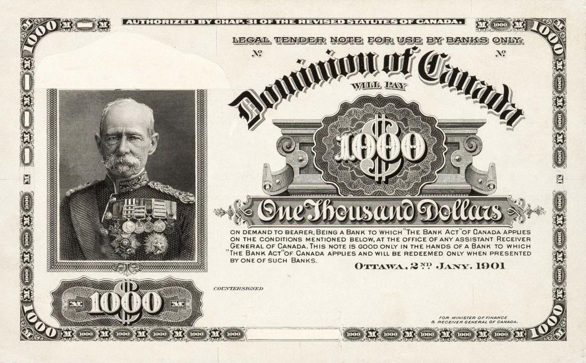 Front of Canada p25Ap1: 1000 Dollars from 1901