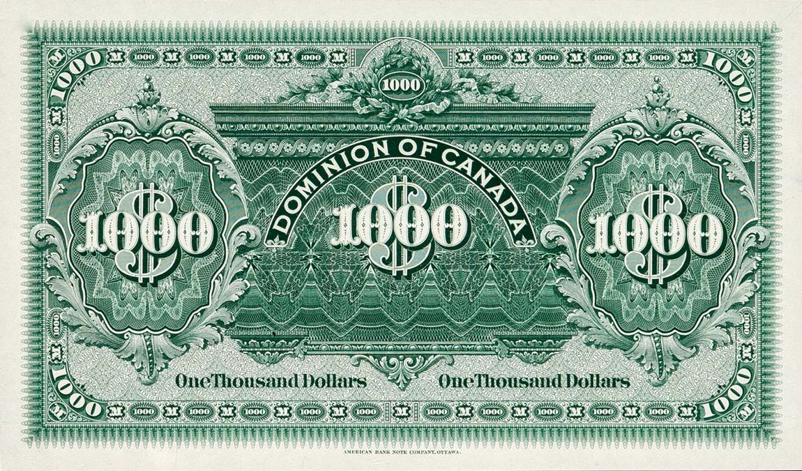 Front of Canada p25Ap2: 1000 Dollars from 1901