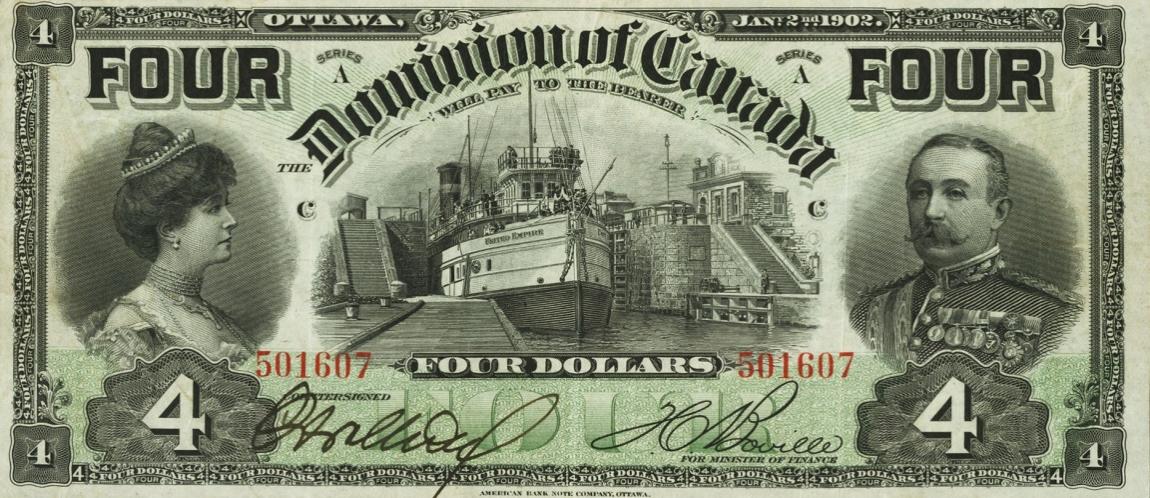 Front of Canada p26A: 4 Dollars from 1902