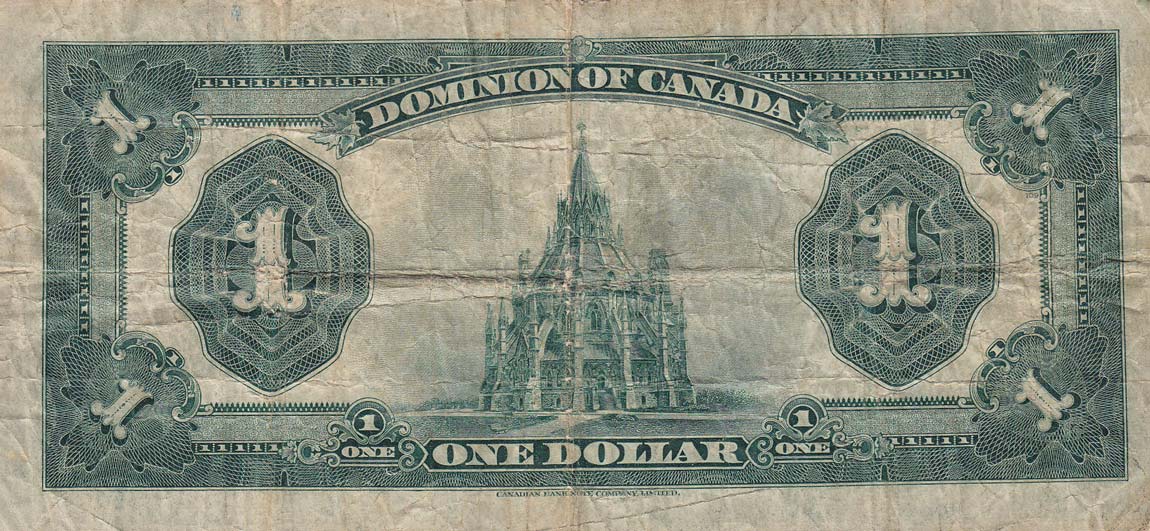 Back of Canada p33g: 1 Dollar from 1923