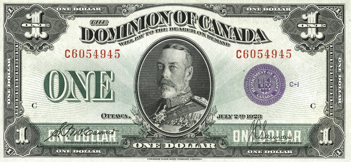 Front of Canada p33k: 1 Dollar from 1923