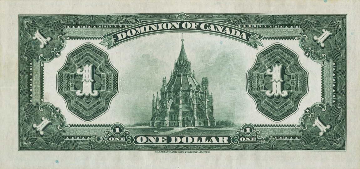 Back of Canada p33p: 1 Dollar from 1923