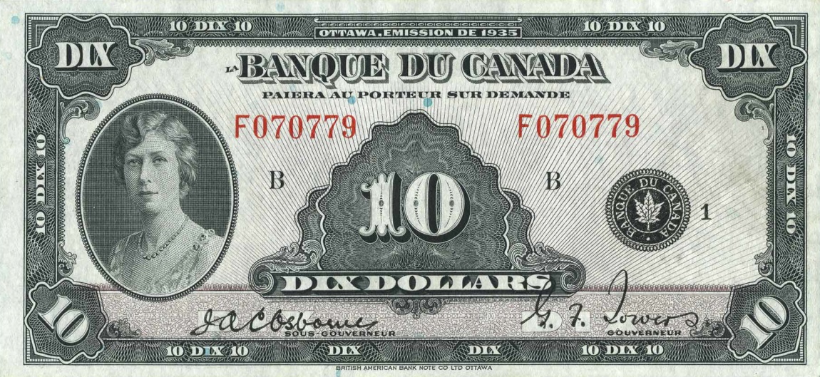 Front of Canada p45: 10 Dollars from 1935