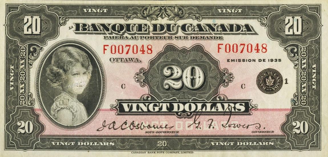 Front of Canada p47: 20 Dollars from 1935