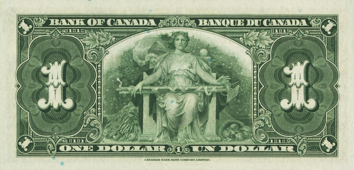 Back of Canada p58b: 1 Dollar from 1937
