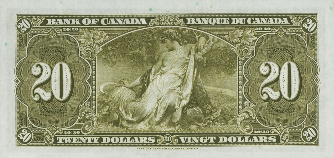 Back of Canada p62c: 20 Dollars from 1937