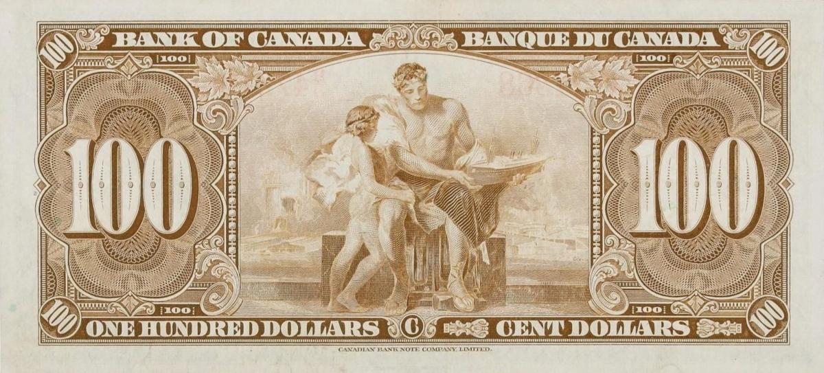 Back of Canada p64c: 100 Dollars from 1937