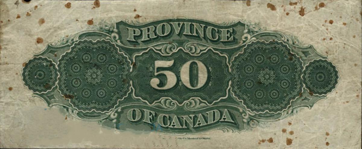 Back of Canada p6a: 50 Dollars from 1866