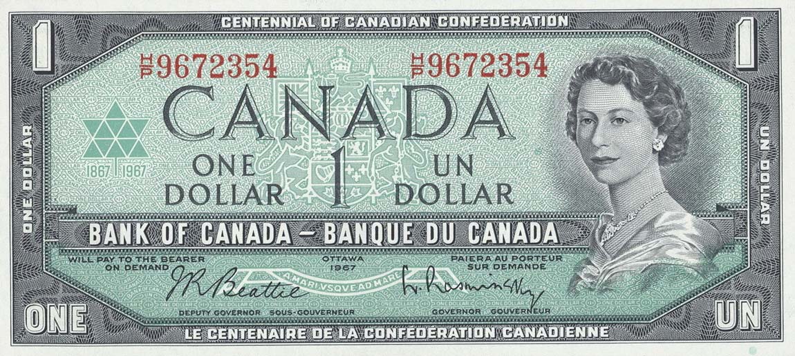 Front of Canada p84b: 1 Dollar from 1967